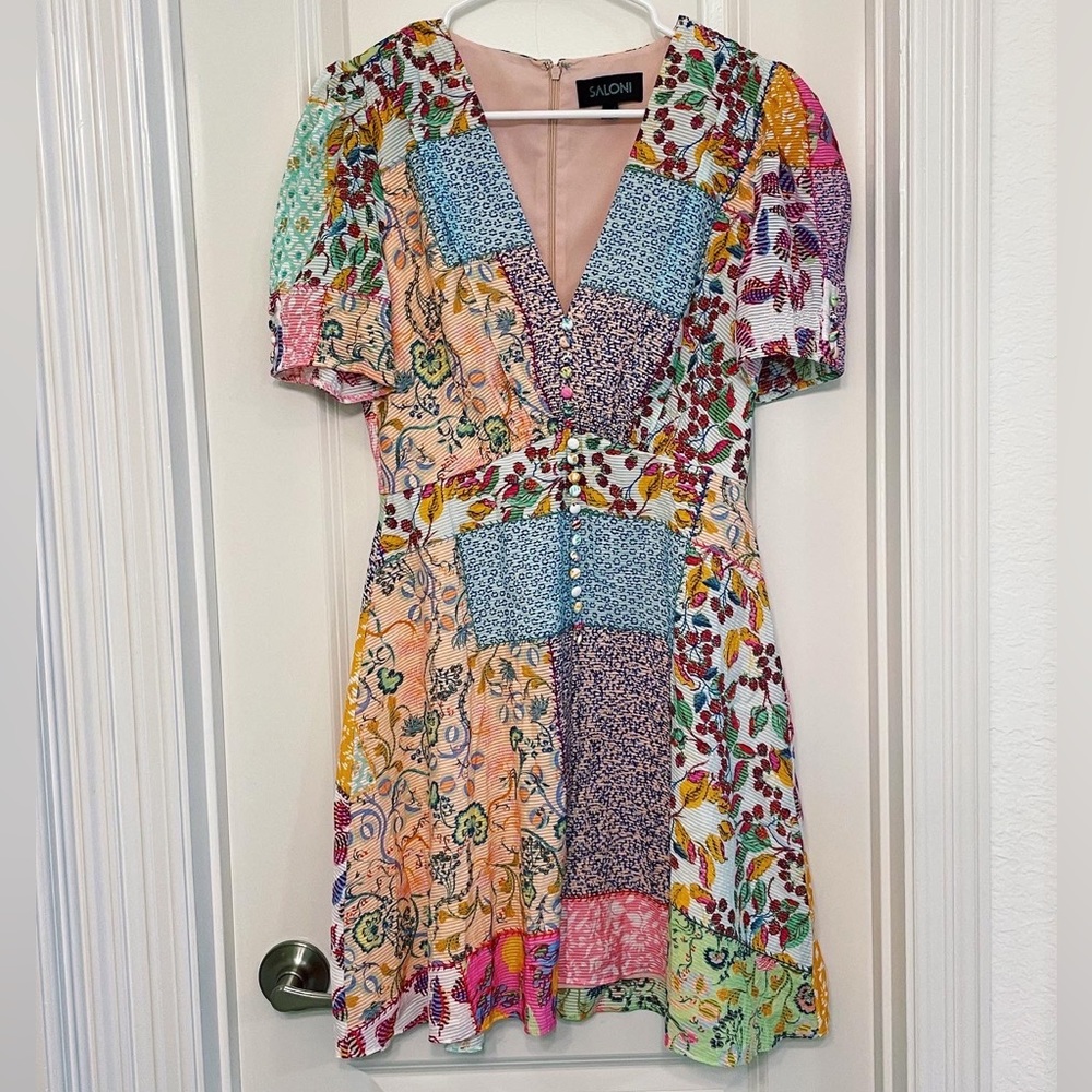 Saloni Patchwork Mini Dress - image 4